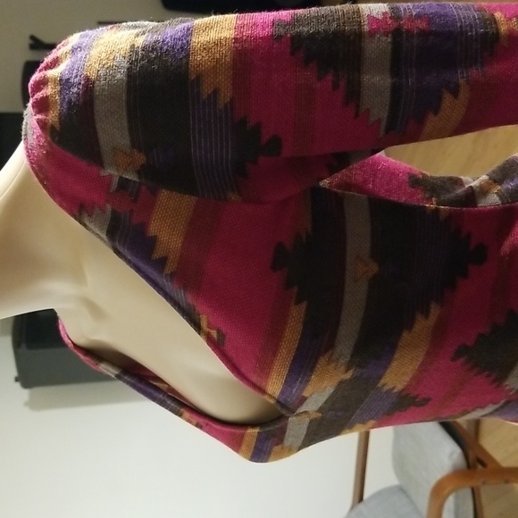 Anthropologie Everly Aztec Knit Bodycon Dress / Sz S / Red, purple - Picture 6 of 17